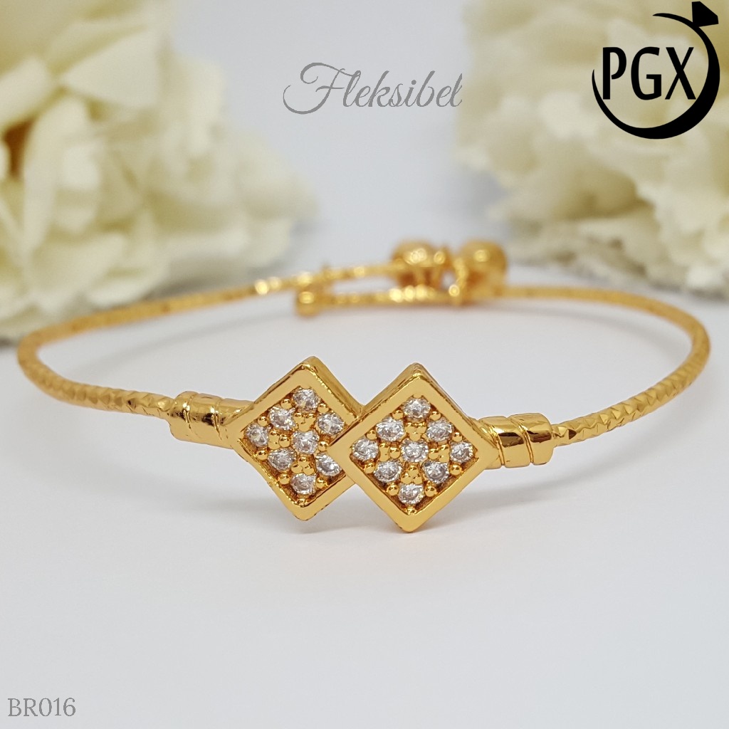 PGX Gelang Bangle Fleksibel Perhiasan Xuping Lapis Emas - BR016