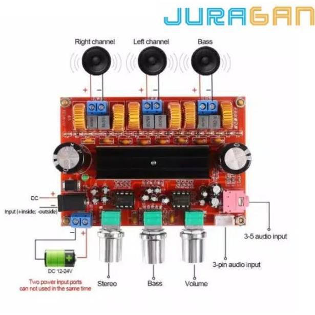JBL.18Oc22o ‣ POWER AMPLIFIER CLASS D DIGITAL AUDIO TPA3116D2 2.1 SUBWOOFER SPEAKER 12-24V 2x50W 1x1