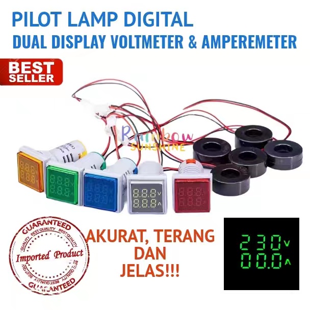 Pilot Lamp Digital Voltmeter+Amperemeter AD16-22DVA AS16-22FVA