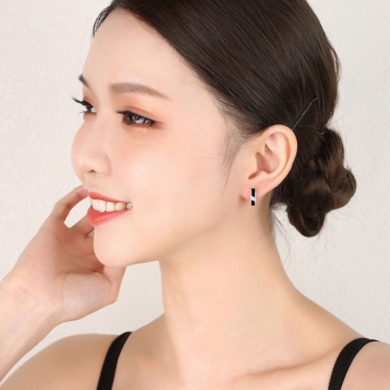 Anting Bulat Bahan Sterling Silver 925 Warna Hitam Untuk Wanita