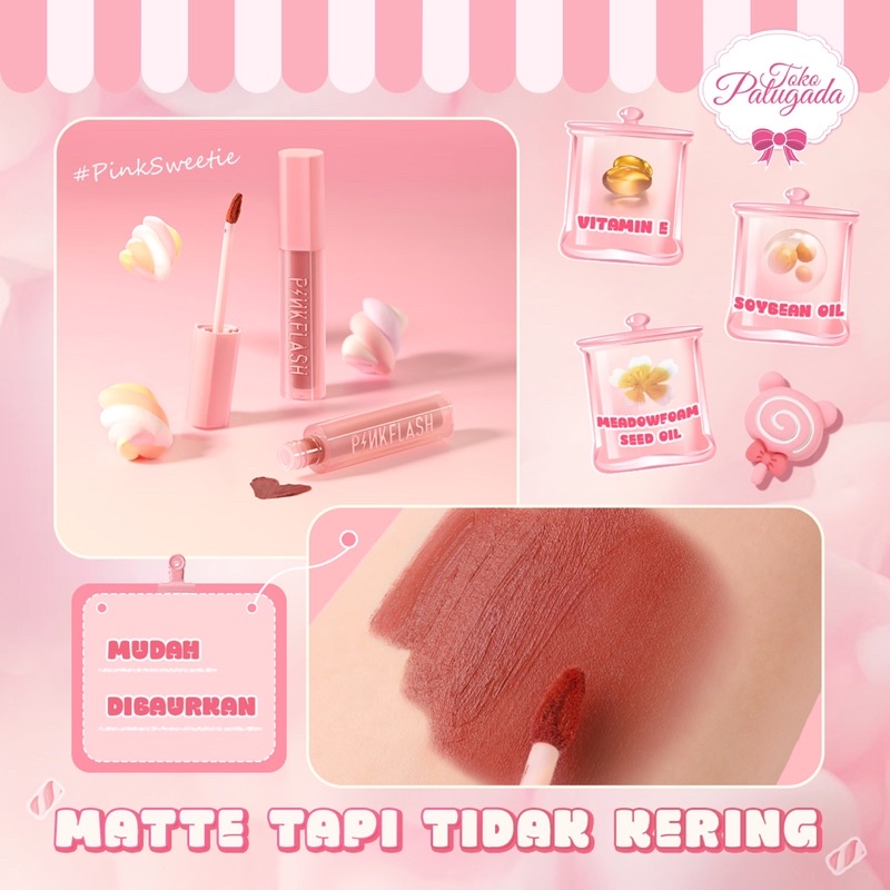 [BISA COD] Pinkflash PinkSweetie Fuzzy Soft Velvet Matte Lip Clay - Lipstick Pinkflash - Pinkflash PF-L16