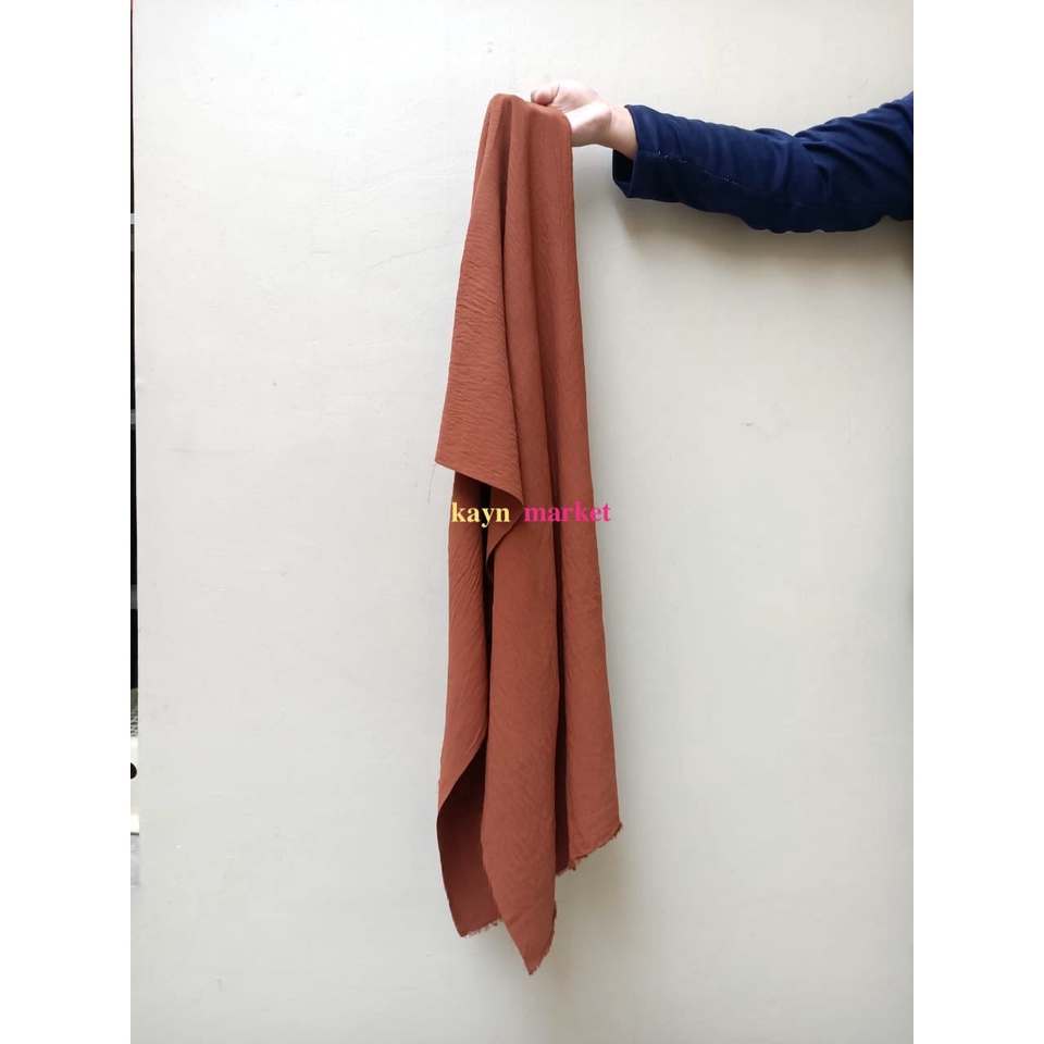 1/2 Meter Kain CEY AIRFLOW CRINKLE Terracotta Batu Bata Coklat Stretch Premium Grade A Meter Roll Gr