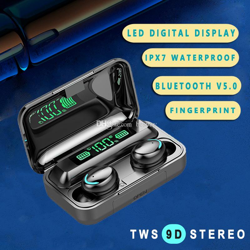 ✅ [INSTAN/COD] NEW VERSION - Earphone TWS F9-5 original anti air Bluetooth Headphone dengan mic untuk telepon dan powerbank 2000mah