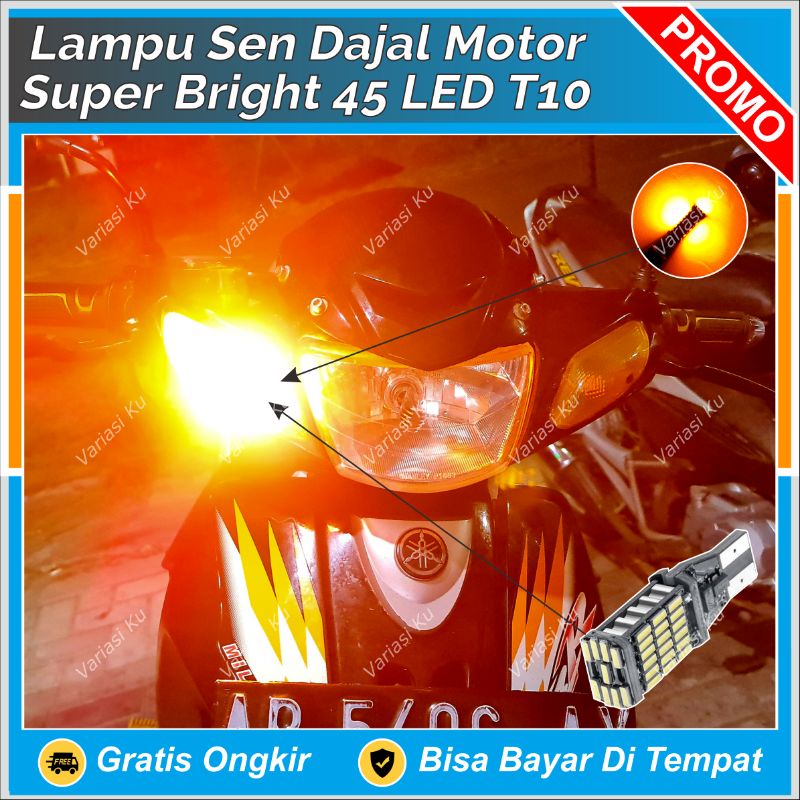 LAMPU SEN DAJAL DAJJAL MOTOR T10 T15 LED SUPER BRIGHT 45 MATA CANBUS NO ERROR SUPER TERANG PALING TE