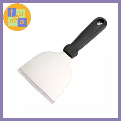 Spatula Kape Scraper Roti / Burger/ Pizza / Spatula Kape / Scraper / Pemotong Adonan Stainless Bulan dengan Handle Kayu / Spatula Kape Serbaguna