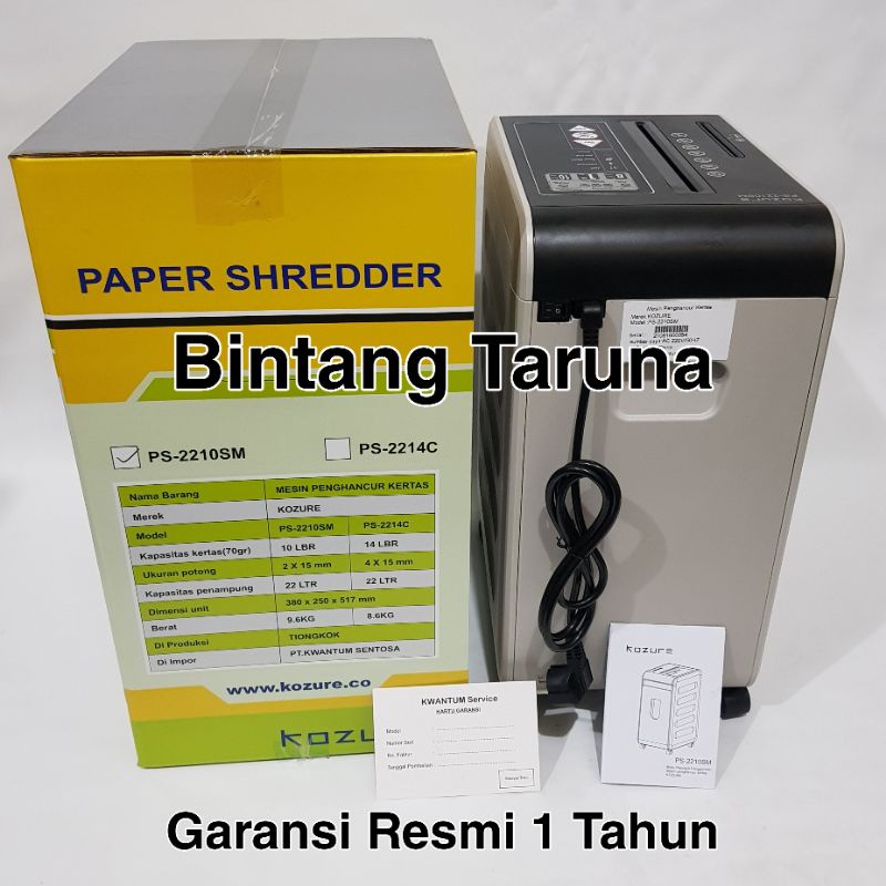 Mesin Penghancur Kertas Kozure PS-2210SM Paper Shredder Kozure PS2210SM Office Shredder Kozure PS-2210