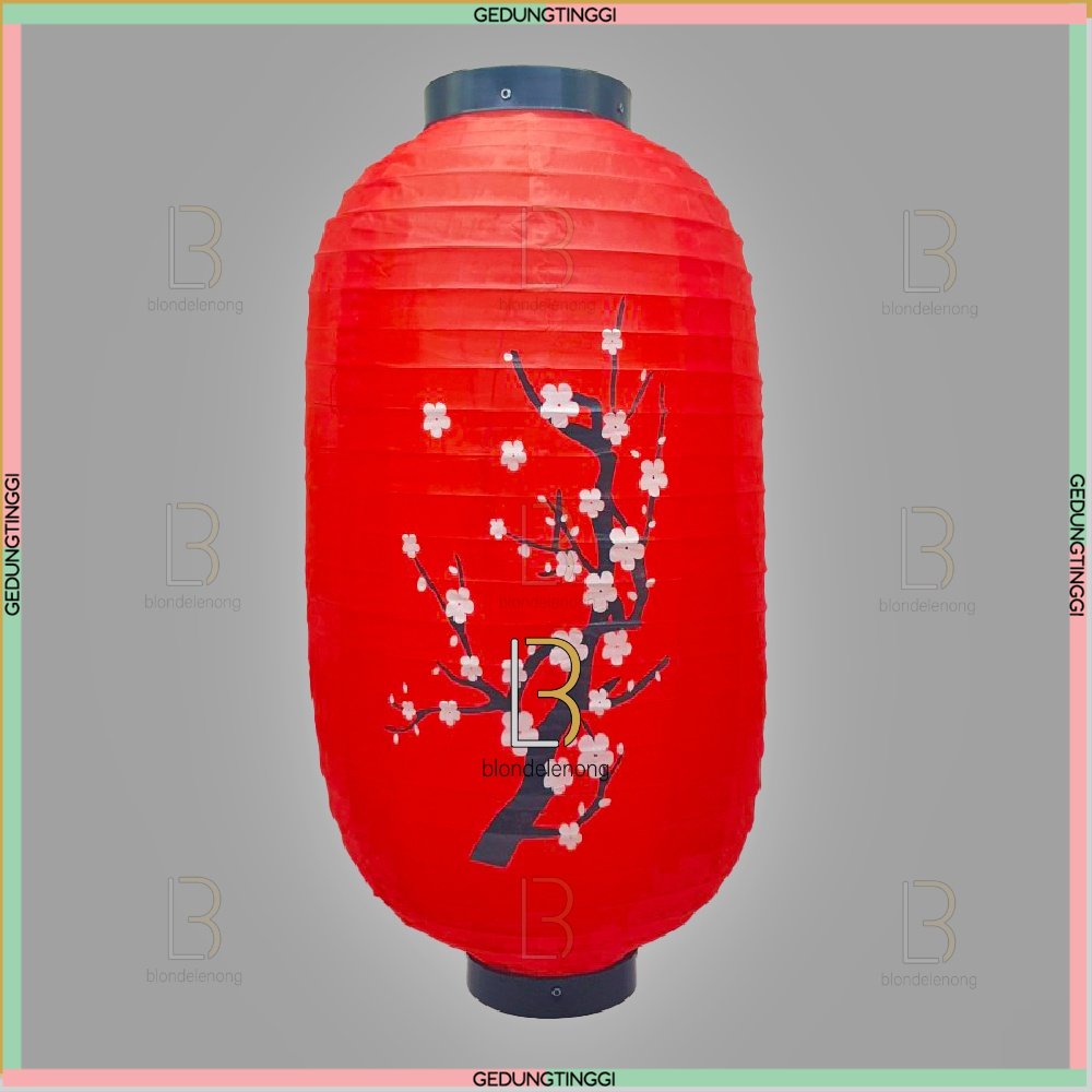Lampion Lonjong Takoyaki Kain Satin Gantung Bukan Kertas Plastik Resto Cafe Dekorasi Imlek Sincia Cap Go Meh Motif Sakura Meihwa Mehua Polos Bludru Nanas Warna Warni Merah Jepang Imlek Tahun Baru Cina Shio Kelinci 2023 Indor Outdoor Waterproof Besar Jumbo