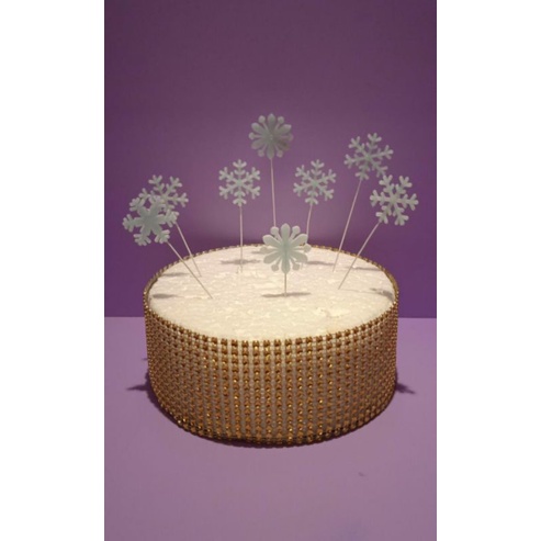 

topper snow flakes mika / kertas glitter/ mahkota emas