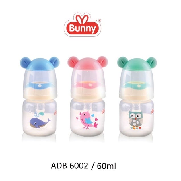 LUSTY BUNNY Botol susu bayi reguler slim neck 60ml 125ml 250ml BPA FREE/ bottle animal karakter dengan handle / gagang