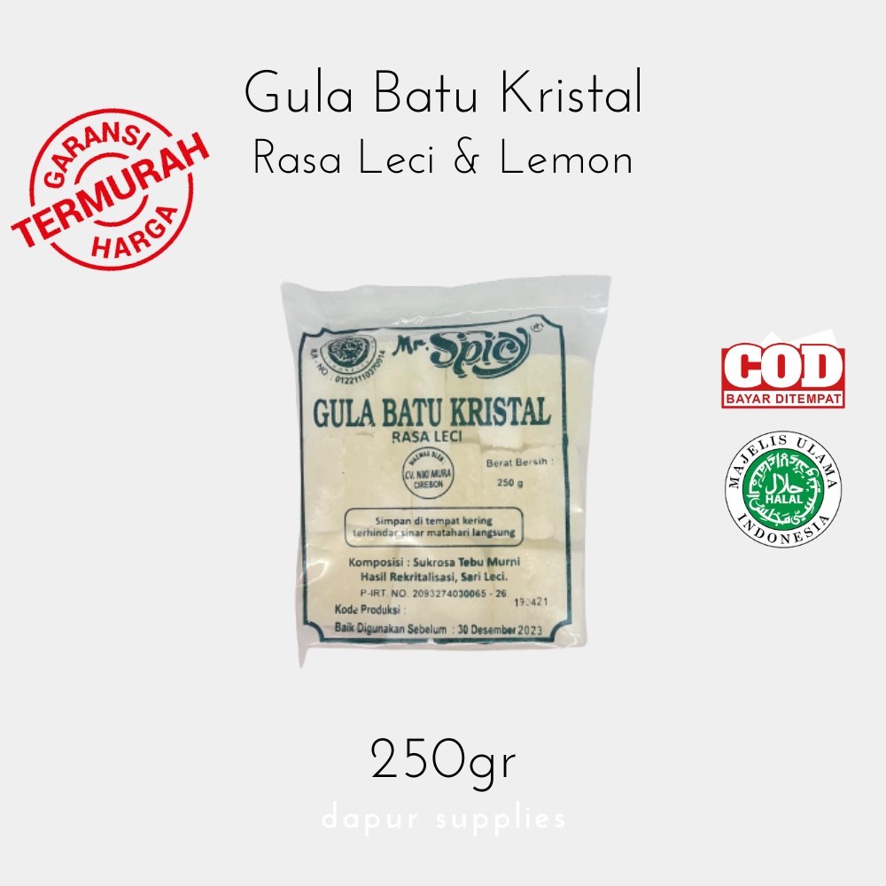 Gula Batu Kristal rasa Lemon/Leci / Gula Tebu / Lemon/Lychee flavoured Rock Sugar – Mr Spicy 250g