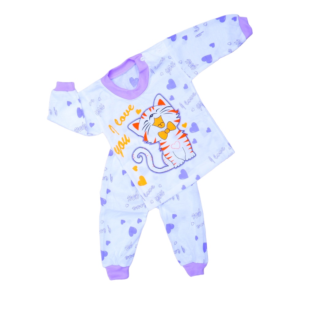 ISI 3 SETELAN BAJU BAYI PEREMPUAN PANJANG MOTIF 3-18 BULAN