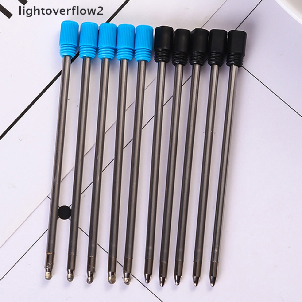 (lightoverflow2) 10pcs / Set Bolpoin Tinta Isi Ulang 7cm 0.5mm Bahan Metal Untuk Stationery Sekolah / Kantor