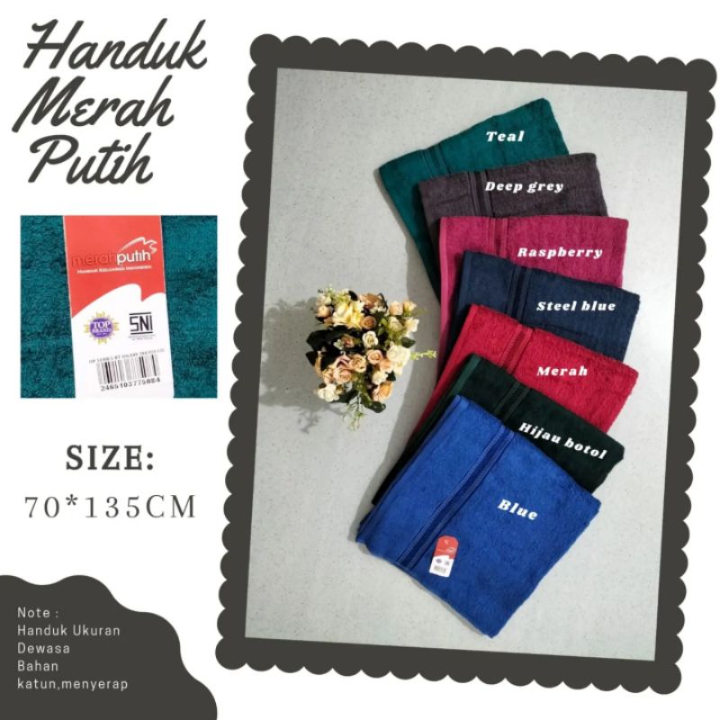 HANDUK POLOS | HANDUK DEWASA | HANDUK MERAH PUTIH