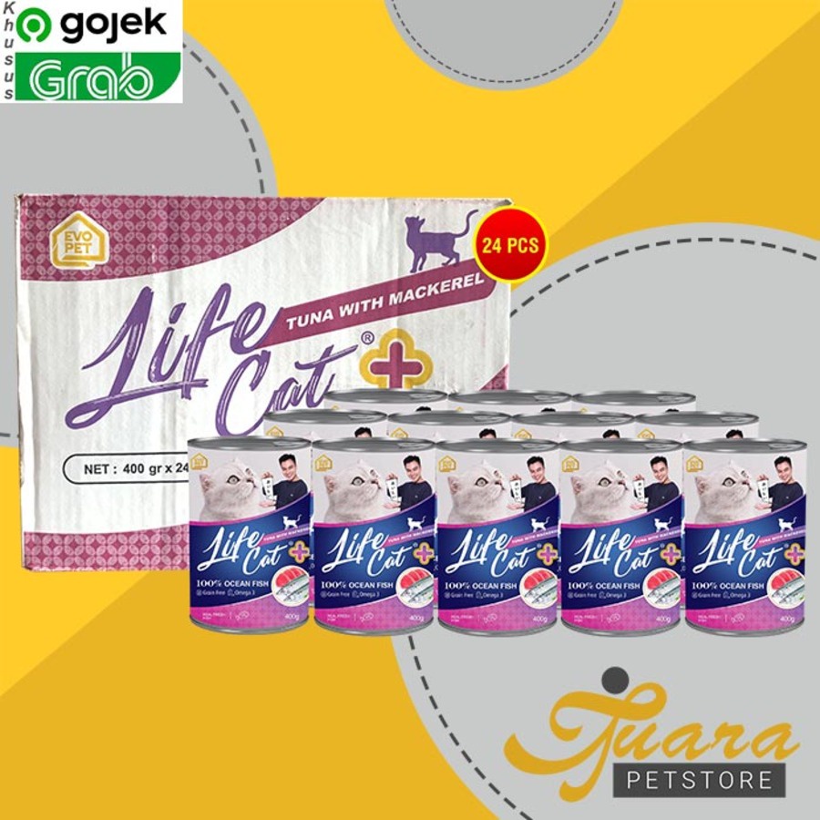 GOSEND Makanan Kucing Life cat Plus Wet Food Kaleng Dus 24Pcs 400gr