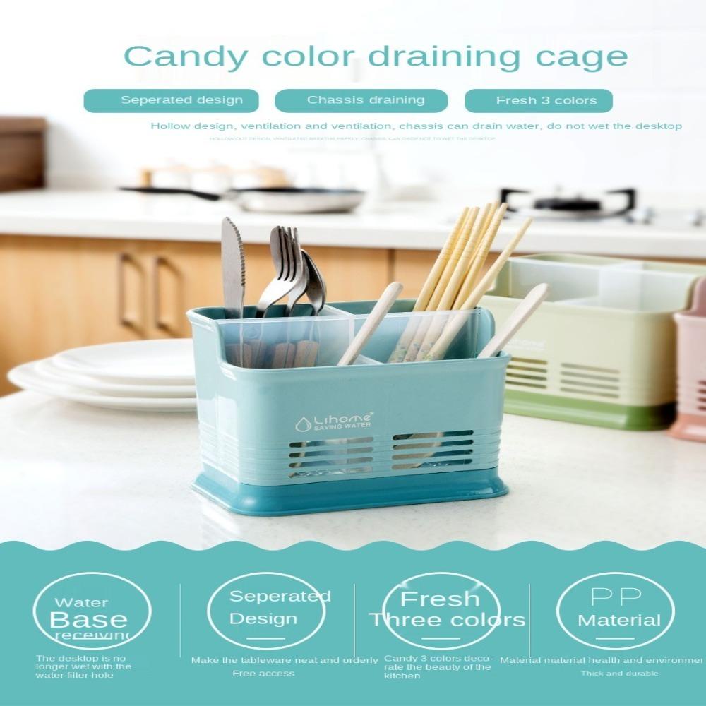 R-FLOWER Tempat Sendok Sumpit Garpu Multifungsi Alat Dapur Rumah Drain Storage Rack Pen Box Cutlery Holder
