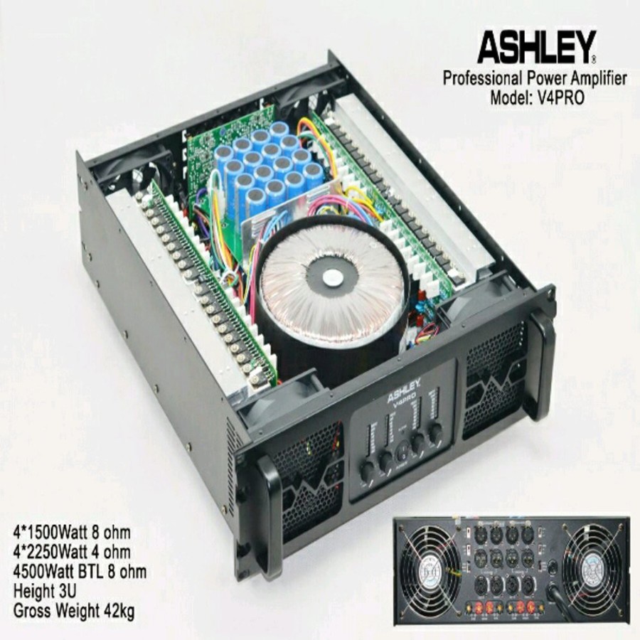 power amplifier Ashley V4 pro V4-pro 4 channel