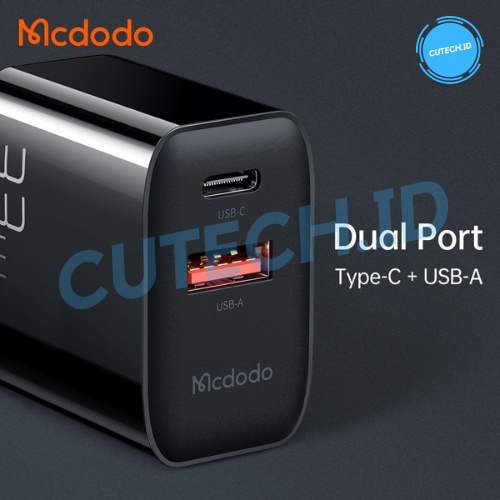 MCDODO ADAPTOR CHARGER 33W USB + TYPE C TURBO SUPER FAST CHARGING POWER DELIVERY