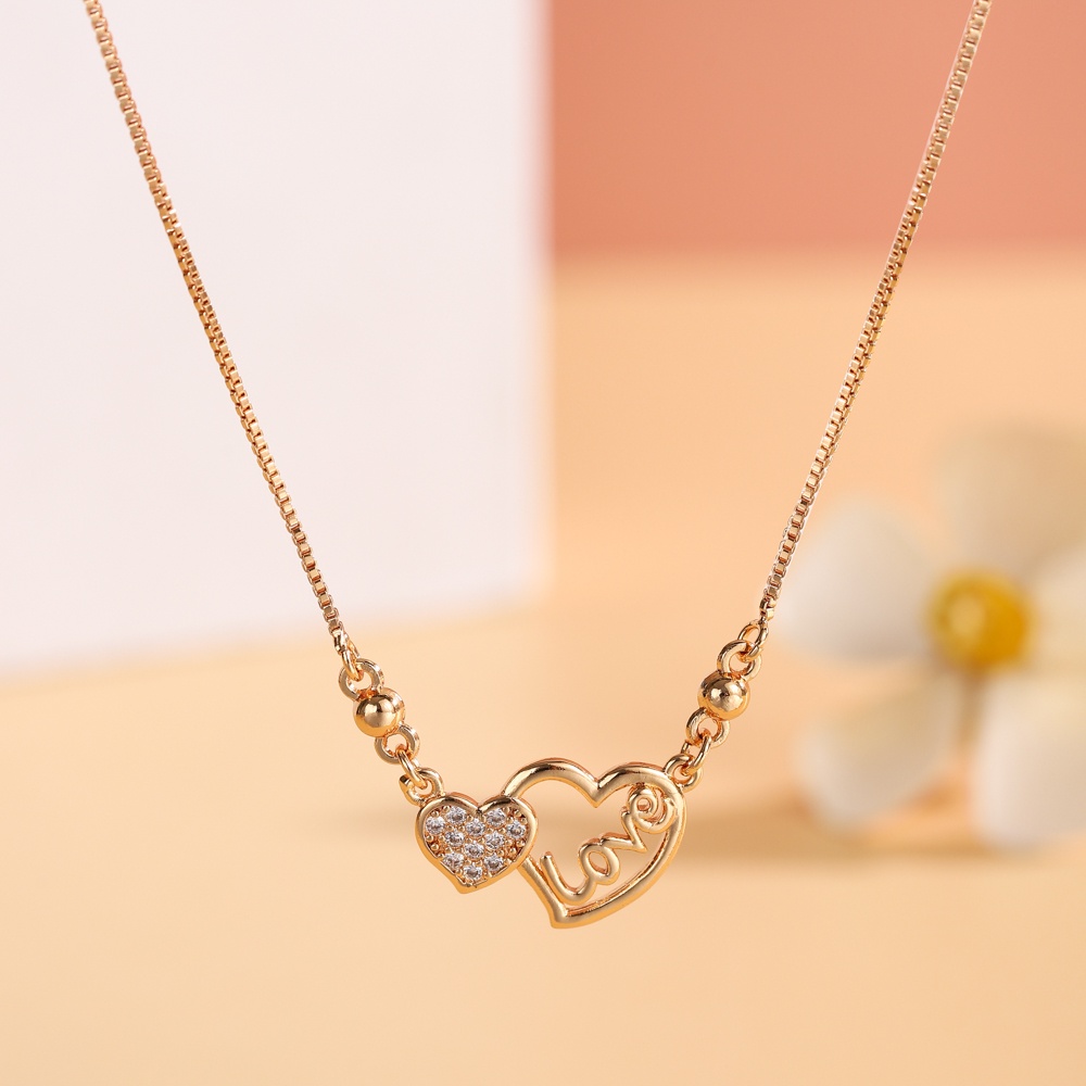 ✅COD Kalung Titanium Wanita Fashion Perhiasan Emas Nama Dewasa Aksesoris Rantai Berlian Hati Liontin Anti Karat D066-D044