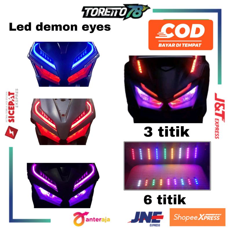 LAMPU LED DEMON EYES 3 TITIK, 6 TITIK, 18 TITIK LED UNIVERSAL MOTOR DAN MOBIL