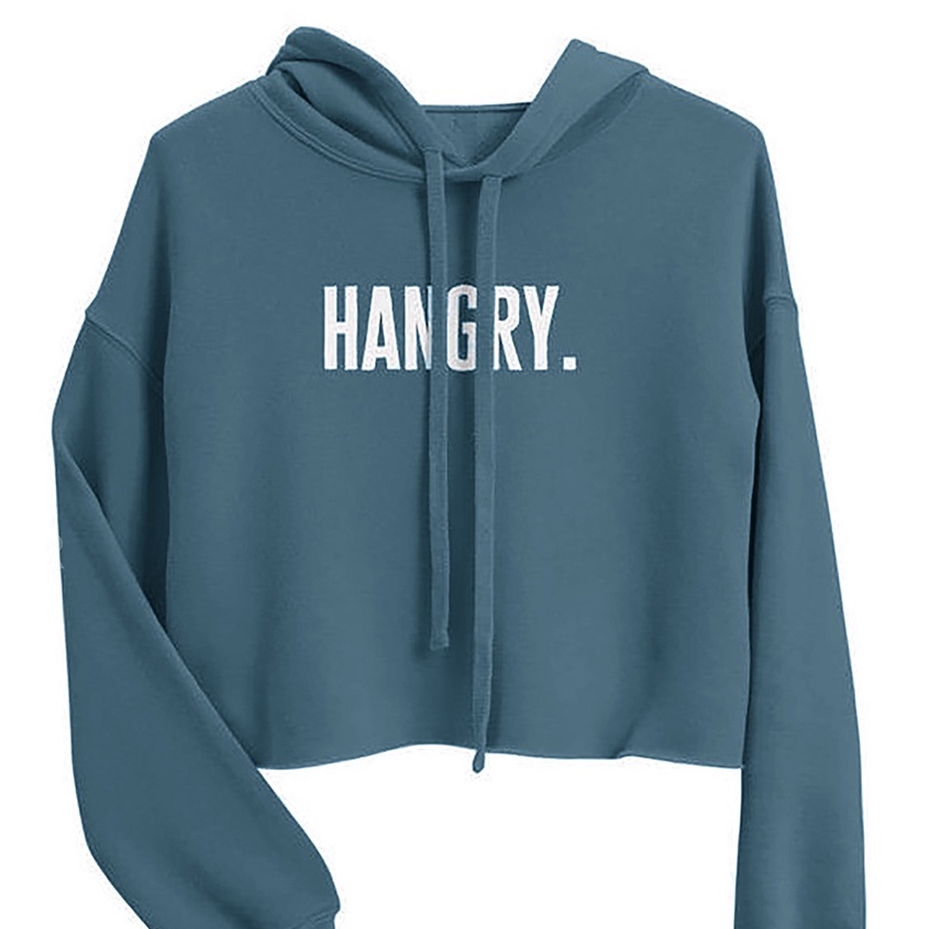 Hangry Sweater Crop - Outfit Wanita - Allsize - Bahan Fleece tebal dan lembut