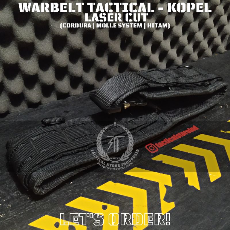 Kopel Warbelt Tactical Laser Cut Hitam + Sabuk Cobra (Metal Buckle) TSI Series