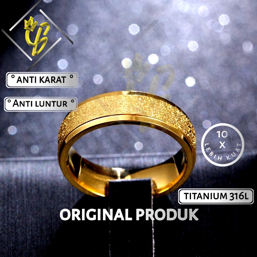 Cincin Titanium Nikah Kawin Tunangan Couple Pria Wanita Cowok Cowo Cewek Keren Emas Gold Kuning