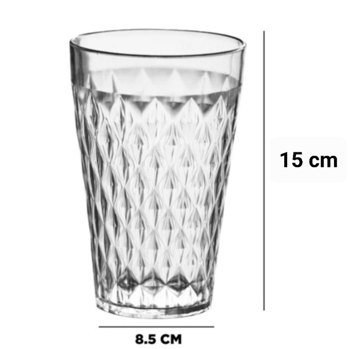 BISA COD - Gelas Besar Plastik Relief Diamond Kristal Transparan Bening z