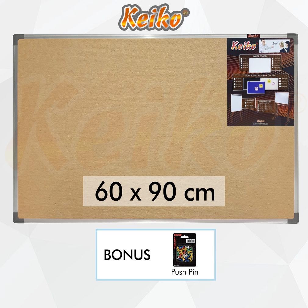 

PRODUK- SOFTBOARD / PIN BOARD / CORK BOARD / PAPAN PENGUMUMAN / MADING GANTUNG POLOS KEIKO 60 X 90 CM .