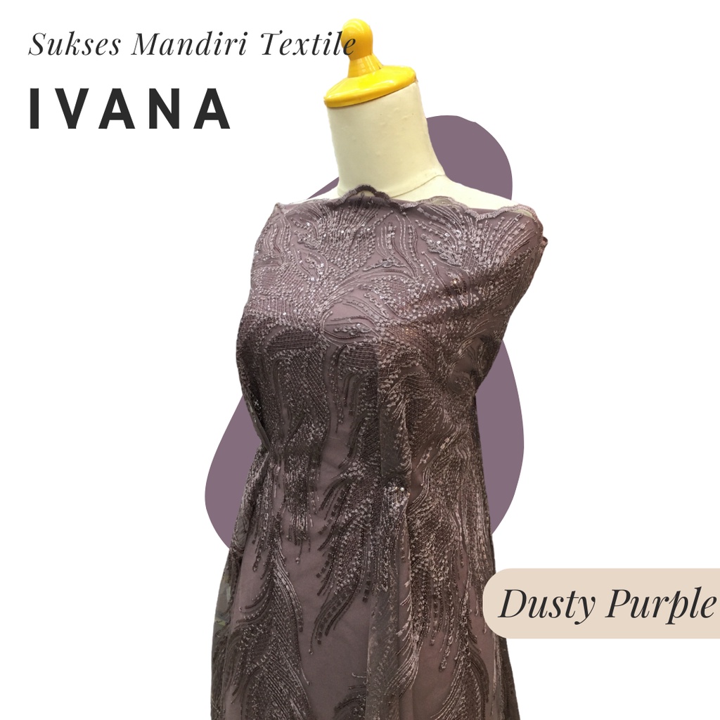 [IVANA] Brokat Brukat Tile Premium Mewah Warna Dusty Purple Ungu | Harga ½ meter = 50 cm (Bahan Dres