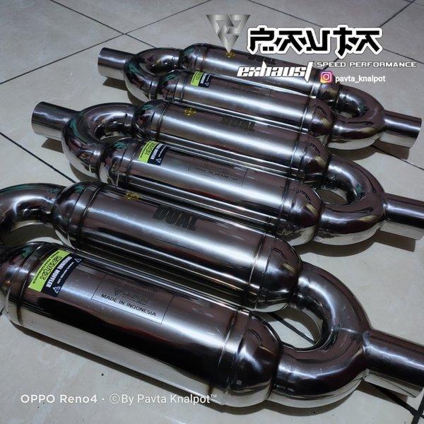 Resonator Atau Peredam Suara Knalpot Mobil Racing Dual Universal Manual Dan Otomatis Fullsteinless