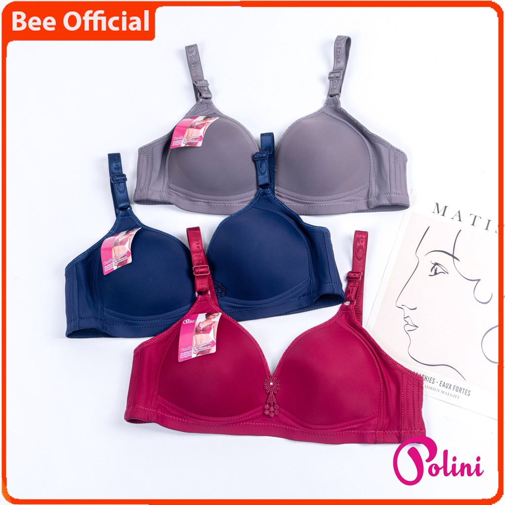 BEE - Bra Bh Jumbo Tanpa Kawat Bh Wanita Kait 3 Polini 8128 / 128