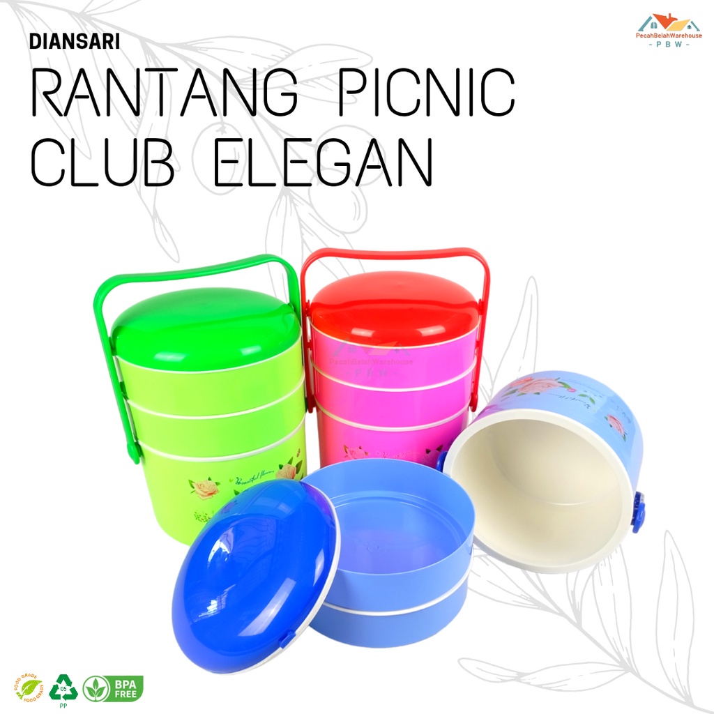 Rantang Picnic Club Elegant Diansari / Rantang Plastik Susun 3