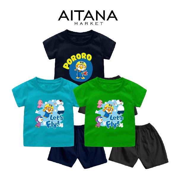 Setelan Bayi &amp; Anak Edisi The Little Penguin Pororo Usia 6 Bulan-8 Tahun Bahan Katun Premium