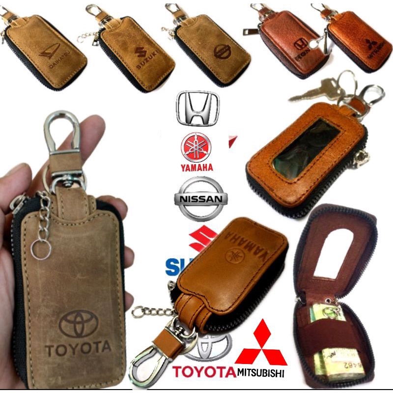 dompet kunci remote keyless mobil motor emboss kulit asli dompet STNK