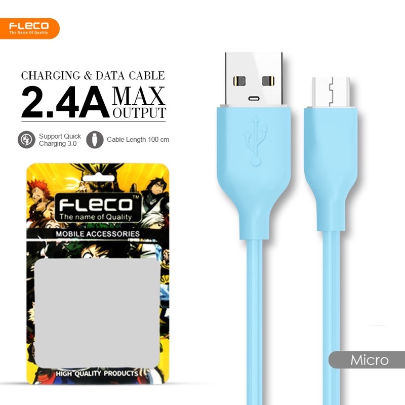 Kabel Data Fleco F339 For Smartphone Micro 2.4A Output Kabel Charger Micro High Quality Promo By Sen