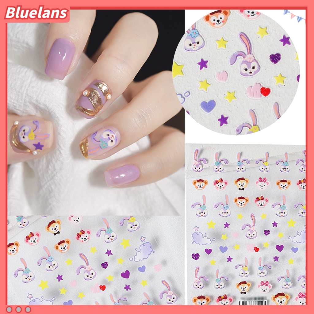 Bluelans Stiker Kuku Motif Kartun 5D Gaya Jepang Untuk Dekorasi Manicure