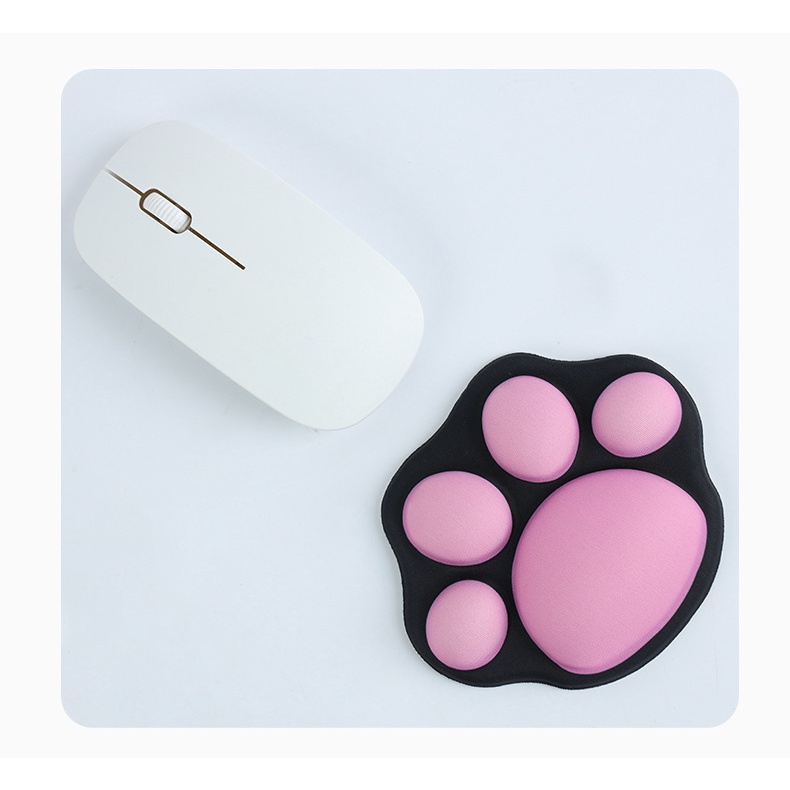 Mouse Pad Dengan Bantalan Pergelangan Tangan Bahan Karet Anti Slip Motif Telapak Kaki Kucing