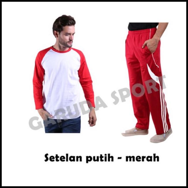 Setelan Putih Merah Agustus Merah Putih Olahraga Senam Trening Seragam Agustusan