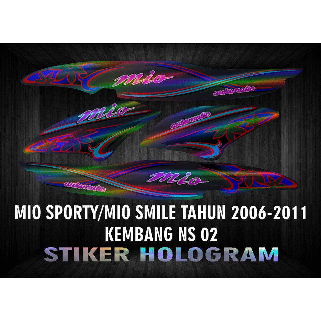HOLOGRAM STIKER STRIPING DECAL MIO SPORTY/SMILE TAHUN 2006-2011 KEMBANG NS 02