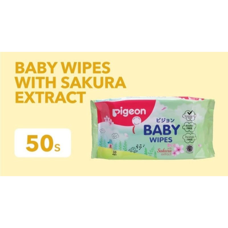 (isi 50) pigeon baby wipes sakura /tissue basah