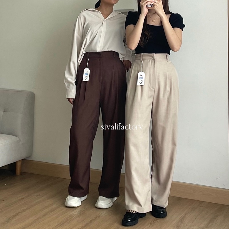 SIVALI Carla Pants 442 - Celana Kulot Wanita - Loose Pants - Celana Kantor Formal / Casual