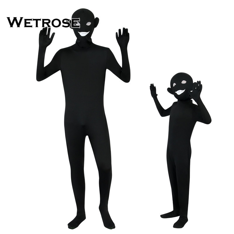 【Wetrose】Costume Detective Conan: The Culprit Hanzawa Killer Murderer Prisoner Criminal Black Shadow Clothes Man Hannin Costume Bodysuit Jumpsuit Kostum Anak Dewasa