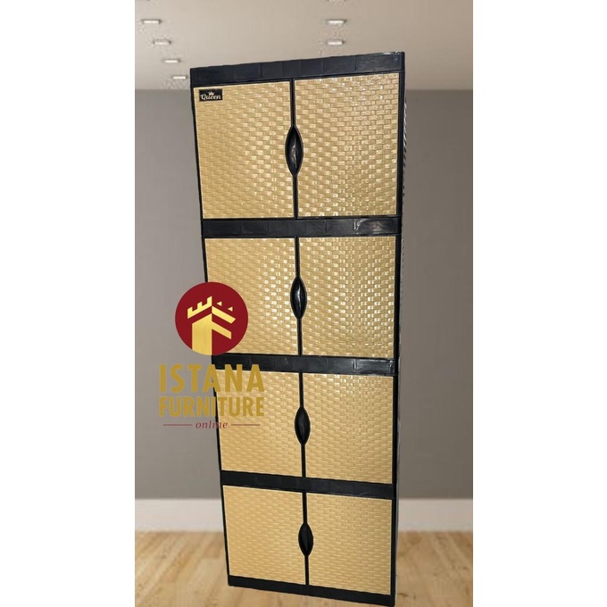 PROMO RAK PLASTIK / LEMARI PLASTIK PAKAIAN 4 SUSUN 8 PINTU FULL KUNCI