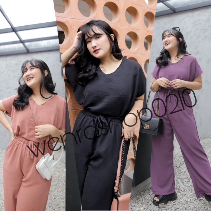 Oneset Crinkle Setelan Wanita Tangan Pendek/Setelan Crinkle Airflow Import LD120CM FIT 80KG