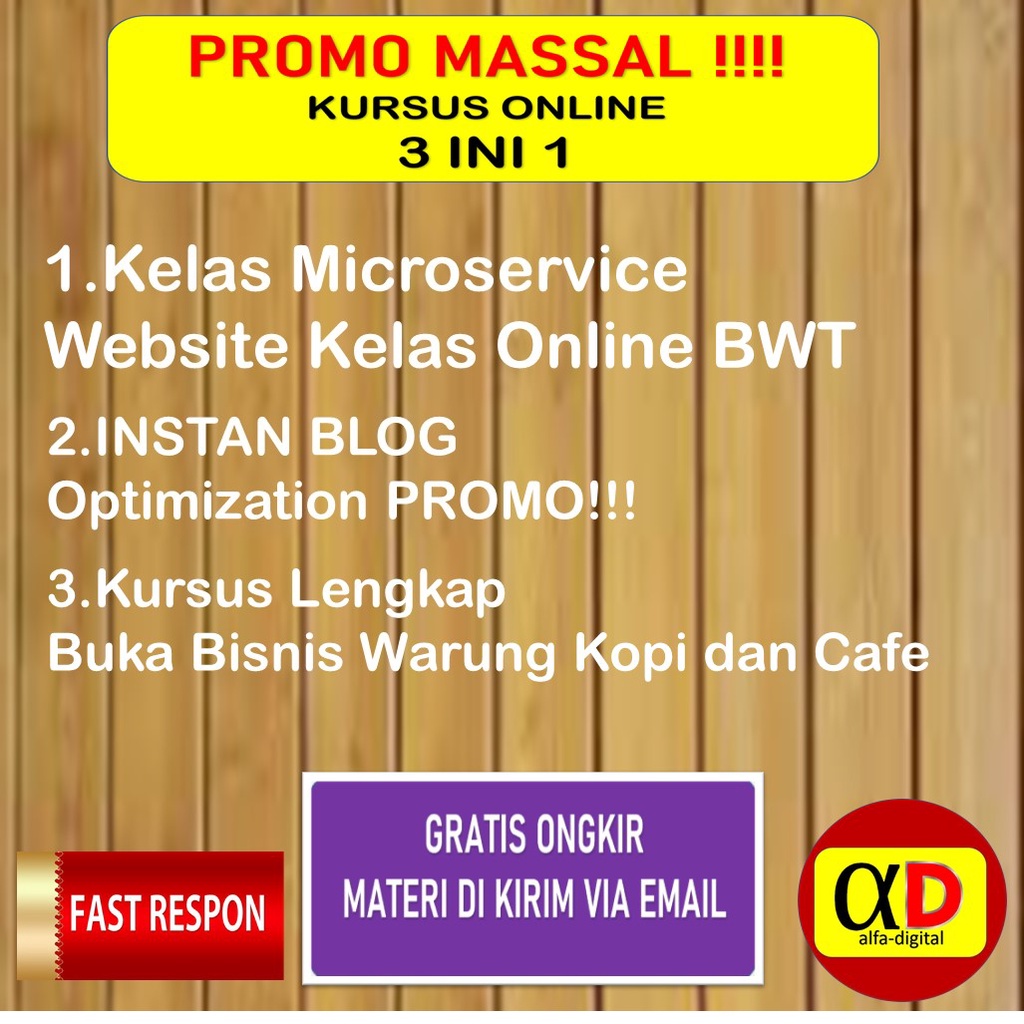 ECOURSE PROMO MASSAL TERMURAH 1.Kelas Microservice  Website Kelas Online BWT2.INSTAN BOptimization P