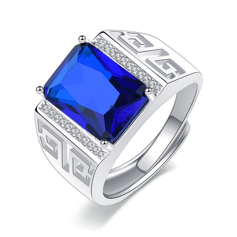 Cincin Model Terbuka Desain Dewa Kerajaan sapphire Imitasi Untuk Pria