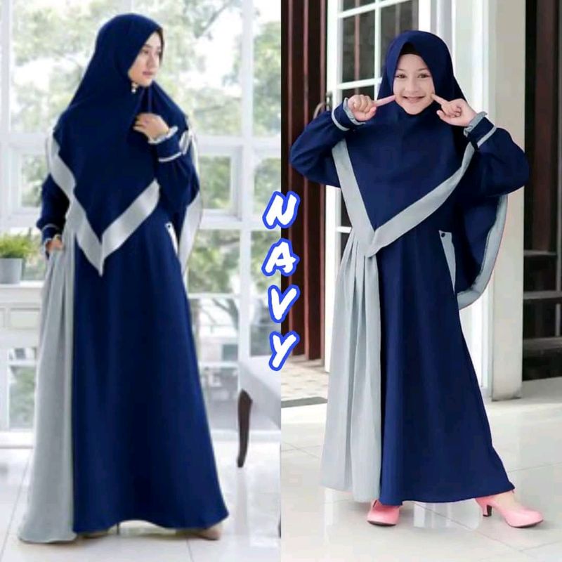 BAJU GAMIS COUPLE PLUS KERUDUNG / SABIYA SYARI / GAMIS IBU DAN ANAK