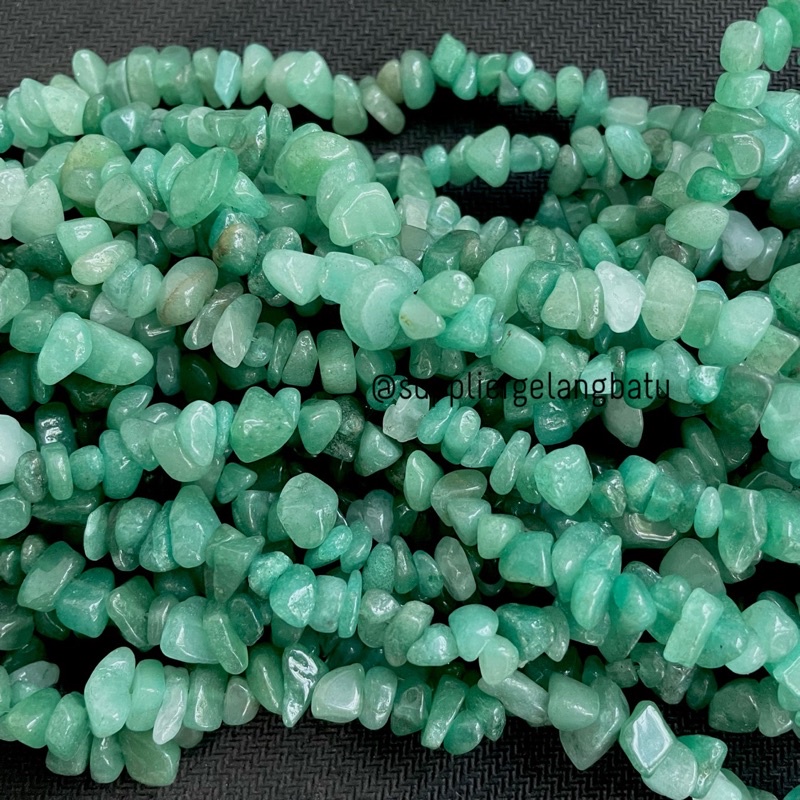 kerikil Batu mix GIOK HIJAU TUA 1cm bahan gelang kalung green pecah