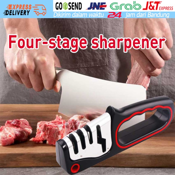 Stainless Asahan Pisau Gunting 4 Tahap Tajam Dapur Alat Pengasah Knife