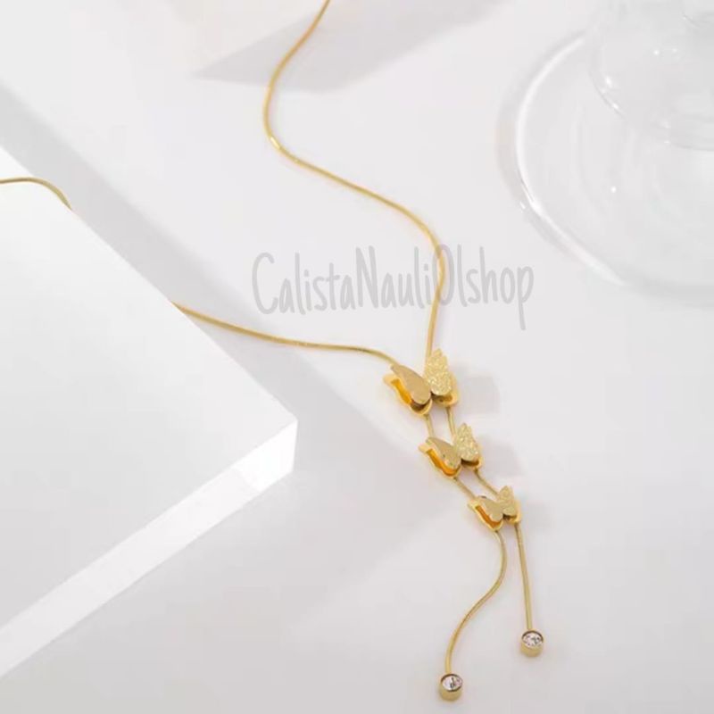 KALUNG DEWASA TITANIUM  KUPU KUPU 03 PERHIASAN EMAS KOREA ANTI KARAT DAN ANTI LUNTUR